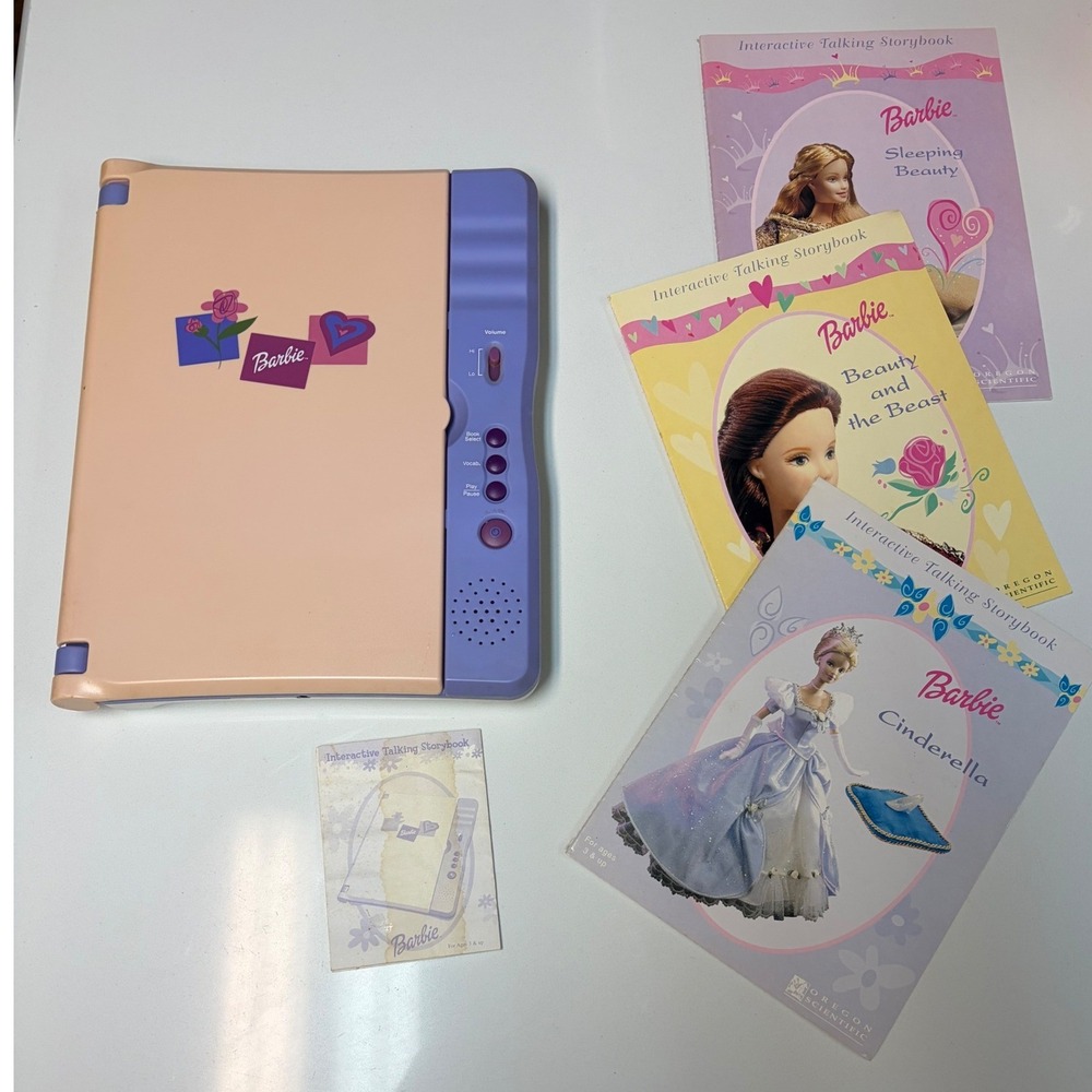 Barbie Interactive Talking Storybook Mattel 2003 Electronic Reader 3 Books Works